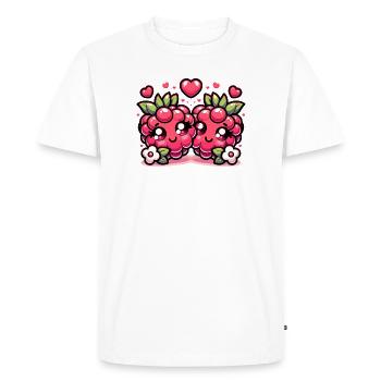 Cute T-shirt design with raspberries - Men's Premium Organic T-Shirt - white - Front - Nico (187cm)