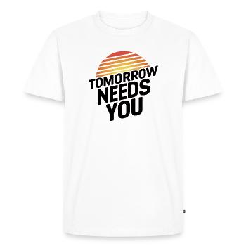 Demain a besoin de vous - T-shirt Premium bio Homme - blanc - Devant - Nico (187cm)