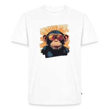 Monkey Retro - Men's Premium Organic T-Shirt - white - Front - Nico (187cm)