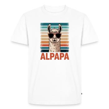 Papa Alpaga Papa Drôle Lama Cadeau de Fête des Pères - T-shirt Premium bio Homme - blanc - Devant - Nico (187cm)
