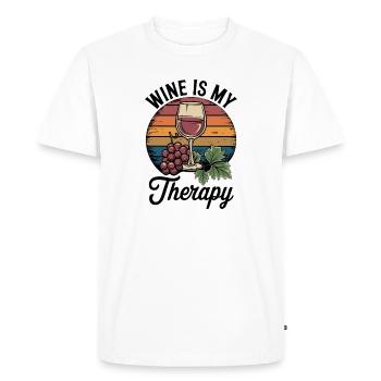 Le vin est ma tenue de verre à vin thérapeutique pour - T-shirt Premium bio Homme - blanc - Devant - Nico (187cm)