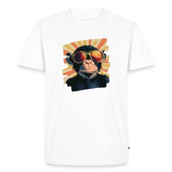 Monkey Retro - Men's Premium Organic T-Shirt - white - Front - Nico (187cm)