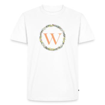 W Monogram, Couronne de fleurs, Personnalisable - T-shirt Premium bio Homme - blanc - Devant - Nico (187cm)