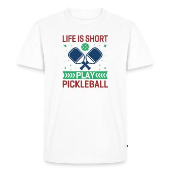 La vie est courte, jouez au pickleball - T-shirt Premium bio Homme - blanc - Devant - Nico (187cm)
