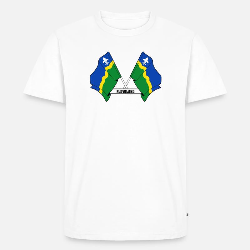 Zwei Flaggen mit dem Text FLEVOLAND - Männer Premium Bio T-Shirt - Weiß