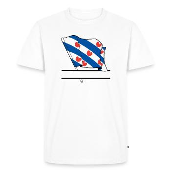 Drapeau Friesland banderole de texte - T-shirt Premium bio Homme - blanc - Devant - Nico (187cm)