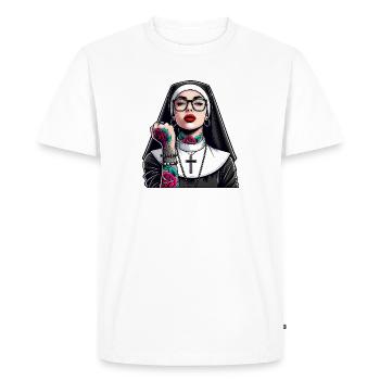 Religieuse avec tatouage - T-shirt Premium bio Homme - blanc - Devant - Nico (187cm)