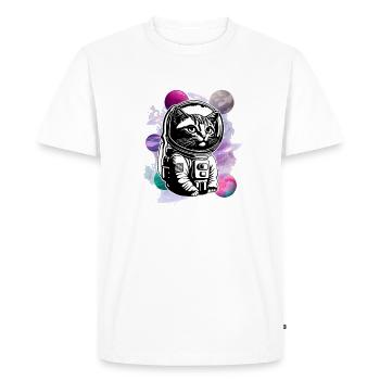 "Chat astronaute - Explorateur cosmique - T-shirt Premium bio Homme - blanc - Devant - Nico (187cm)