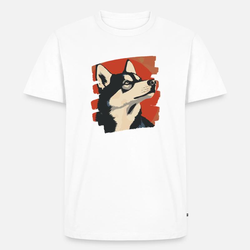 Husky - Männer Premium Bio T-Shirt - Weiß