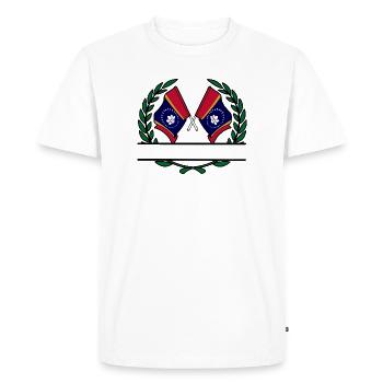 Drapeaux USA Mississippi laurier couronne bannière - T-shirt Premium bio Homme - blanc - Devant - Nico (187cm)