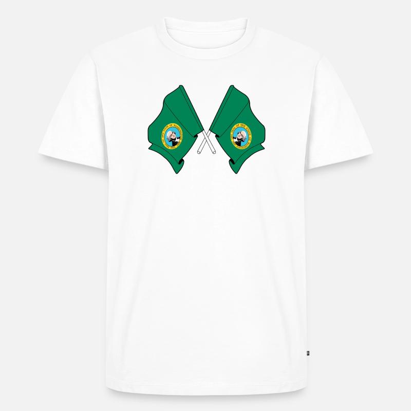 Zwei Flaggen durchquerten Washington - Männer Premium Bio T-Shirt - Weiß