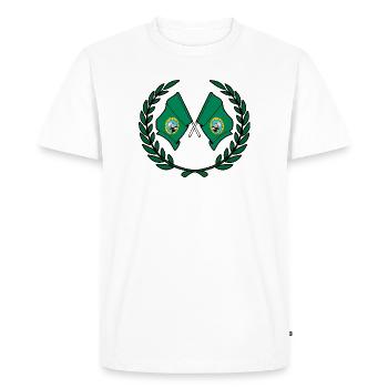 États-Unis Drapeaux de Washington en couronne de laurier - T-shirt Premium bio Homme - blanc - Devant - Nico (187cm)