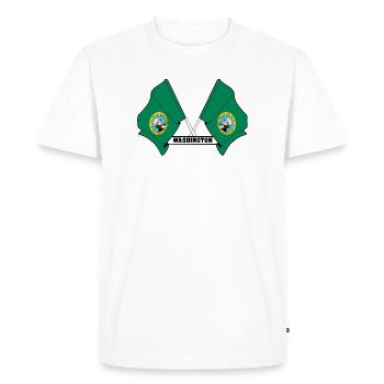 Two flags text WASHINGTON - Men's Premium Organic T-Shirt - white - Front - Nico (187cm)