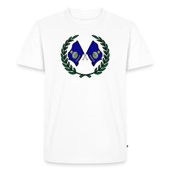 Drapeaux USA Kansas en couronne de laurier - T-shirt Premium bio Homme - blanc - Devant - Nico (187cm)