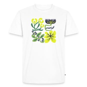 Motif de fleurs jaunes néon - T-shirt Premium bio Homme - blanc - Devant - Nico (187cm)