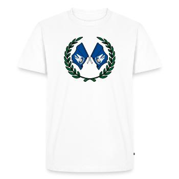 Drapeaux USA Lousiane en couronne de laurier - T-shirt Premium bio Homme - blanc - Devant - Nico (187cm)