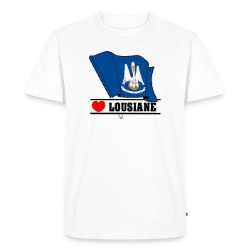Drapeau Lousiane coeur LOUSIANE - T-shirt Premium bio Homme - blanc - Devant - Nico (187cm)