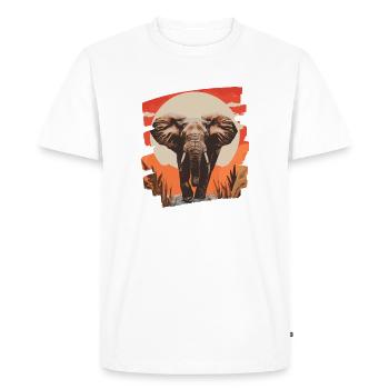 Éléphant Rétro - T-shirt Premium bio Homme - blanc - Devant - Nico (187cm)