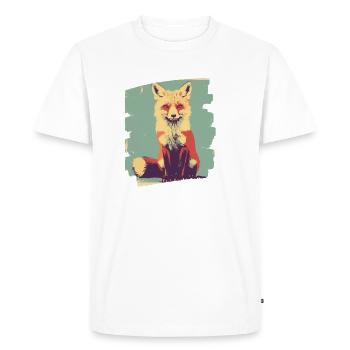 Renard Rétro - T-shirt Premium bio Homme - blanc - Devant - Nico (187cm)