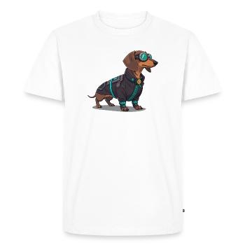 Cyberpunk Dog in Tech Suit - Men's Premium Organic T-Shirt - white - Front - Nico (187cm)