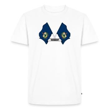Two flags text VERMONT - Men's Premium Organic T-Shirt - white - Front - Nico (187cm)