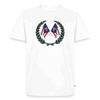 USA Ohio flags in laurel wreath - Men's Premium Organic T-Shirt - white - Front - Nico (187cm)