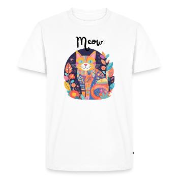 Chat coloré florilège patchwork - T-shirt Premium bio Homme - blanc - Devant - Nico (187cm)