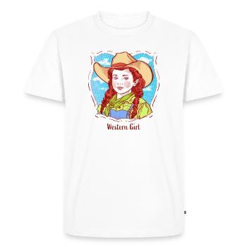Western Girl Portrait in Pop Comic - Men's Premium Organic T-Shirt - white - Front - Nico (187cm)