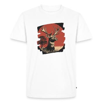 Cerf avec bois - T-shirt Premium bio Homme - blanc - Devant - Nico (187cm)