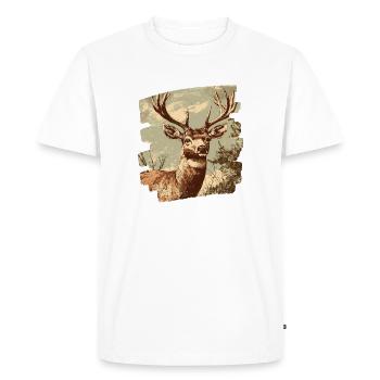 Cerf avec bois - T-shirt Premium bio Homme - blanc - Devant - Nico (187cm)