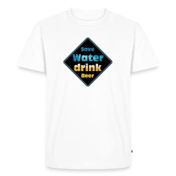 Conception du bouclier de bière pour les boissons d’épargne - T-shirt Premium bio Homme - blanc - Devant - Nico (187cm)