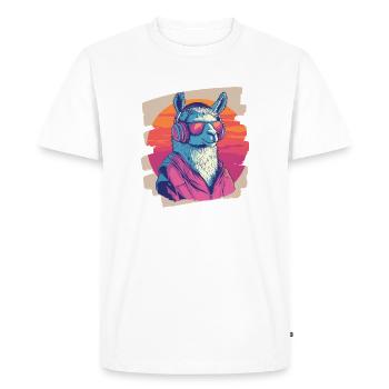 Casque Llama - T-shirt Premium bio Homme - blanc - Devant - Nico (187cm)