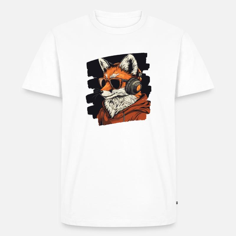 Fuchs Kopfhörer - Männer Premium Bio T-Shirt - Weiß