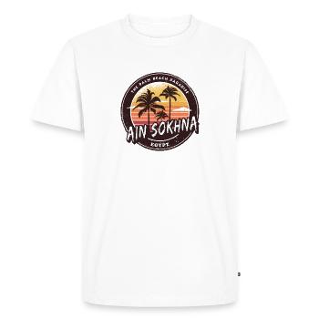 Ain Sokhna Egypt Beach Palm Trees Design - Men's Premium Organic T-Shirt - white - Front - Nico (187cm)
