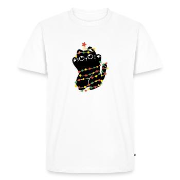 Lumières de Noël Chat - T-shirt Premium bio Homme - blanc - Devant - Nico (187cm)