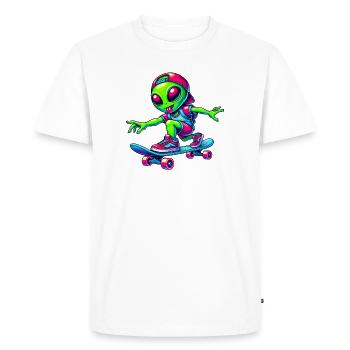 Skater Alien Design - Men's Premium Organic T-Shirt - white - Front - Nico (187cm)