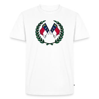 Drapeaux États-Unis Caroline du Nord couronne de laurier - T-shirt Premium bio Homme - blanc - Devant - Nico (187cm)