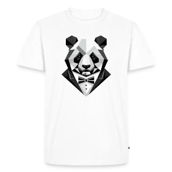 Sophistication géométrique – Le panda en smoking - T-shirt Premium bio Homme - blanc - Devant - Nico (187cm)