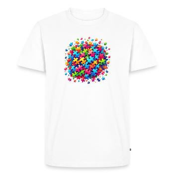 Motif de puzzle coloré sur la balle globale - T-shirt Premium bio Homme - blanc - Devant - Nico (187cm)