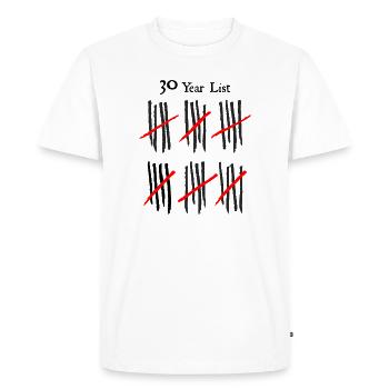 Motif abstrait de barres de mesure noir et rouge - T-shirt Premium bio Homme - blanc - Devant - Nico (187cm)