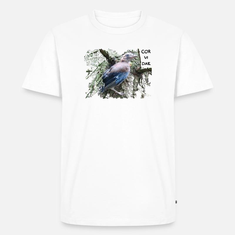 Eichelhäher Corvidae - Männer Premium Bio T-Shirt - Weiß
