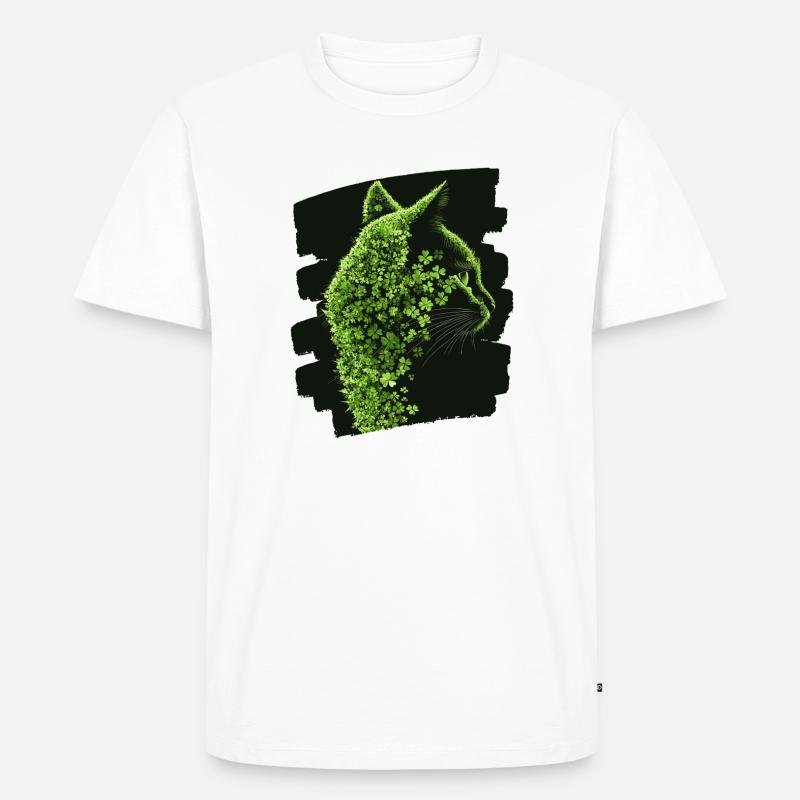 St Patricks day Katze - Männer Premium Bio T-Shirt - Weiß