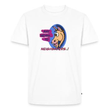 Design du cheval Neigh Sayers Punny - T-shirt Premium bio Homme - blanc - Devant - Nico (187cm)