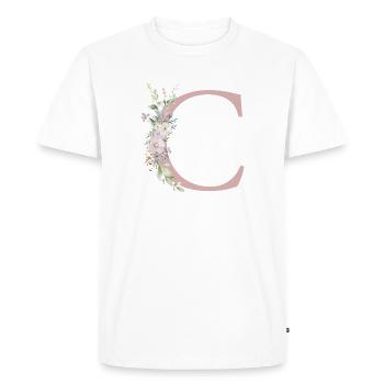 C Monogramme, Floral, Personnalisable - T-shirt Premium bio Homme - blanc - Devant - Nico (187cm)