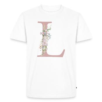 L Monogram, Floral, Personnalisable - T-shirt Premium bio Homme - blanc - Devant - Nico (187cm)