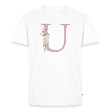 U Monogram, Floral, Personalizable - Men's Premium Organic T-Shirt - white - Front - Nico (187cm)