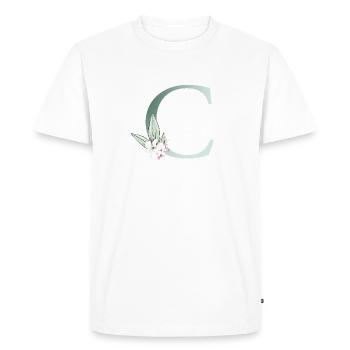 C Monogramme, Floral, Personnalisable - T-shirt Premium bio Homme - blanc - Devant - Nico (187cm)