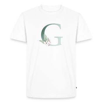 G Monogram, Floral, Personnalisable - T-shirt Premium bio Homme - blanc - Devant - Nico (187cm)
