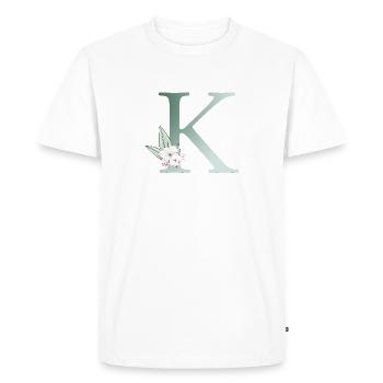 K Monogram, Floral, Personalizable - Men's Premium Organic T-Shirt - white - Front - Nico (187cm)