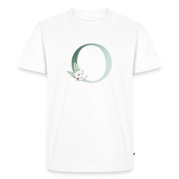 o Monogramme, Floral, Personnalisable - T-shirt Premium bio Homme - blanc - Devant - Nico (187cm)